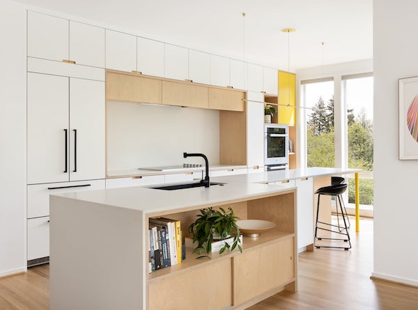 Portland modern kitchen remodel by interior designer Stephanie Dyer with island