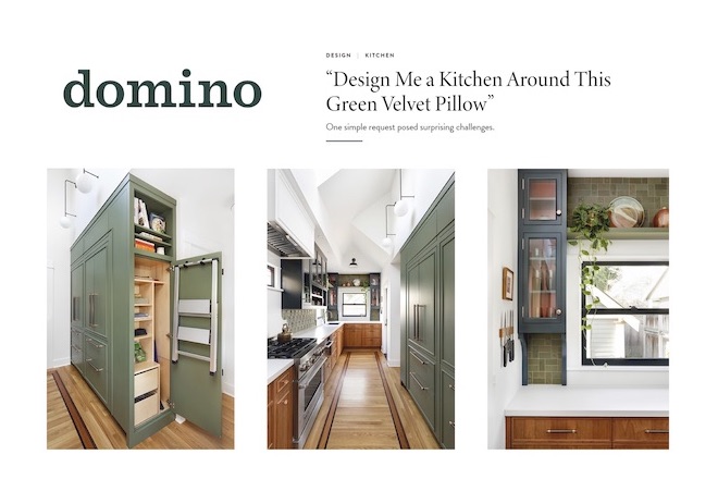domino - Design Me a Kitchen Around This Green Velvet Pillow
