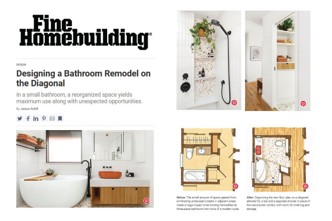 Fine Homebuilding: Designing a Bathroom Remodel on the Diagonal
